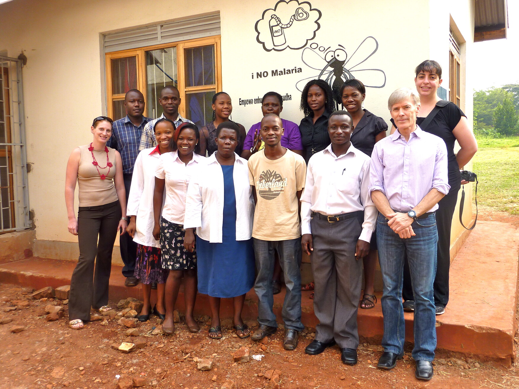 Canadian and Ugandan research team in Jinja, Uganda outside the pediatric referral hospital. The team worked on validating the biomarkers for the rapid test by studying 2,500 children presenting with fever. Professor Kain is on the far right.