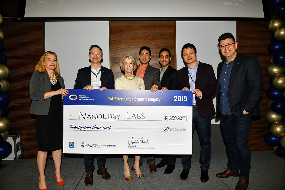 Nanology Labs won first place in the 2019 RBC Prize for Innovation and Entrepreneurship, Later Stage competition (Photo c/o U of T Entrepreneurship)