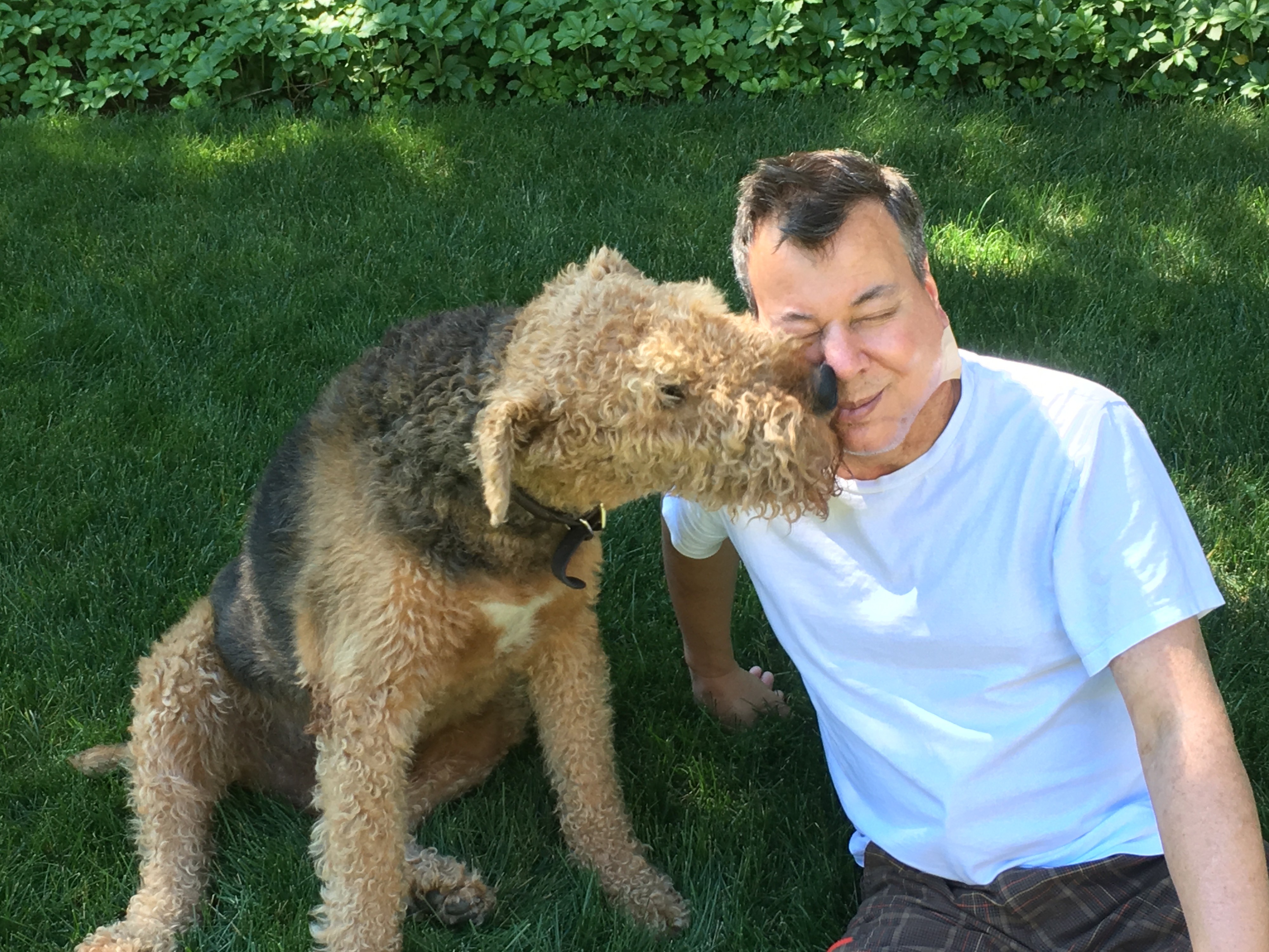 Brian Morrison with his Airedale Terrier, Cooper