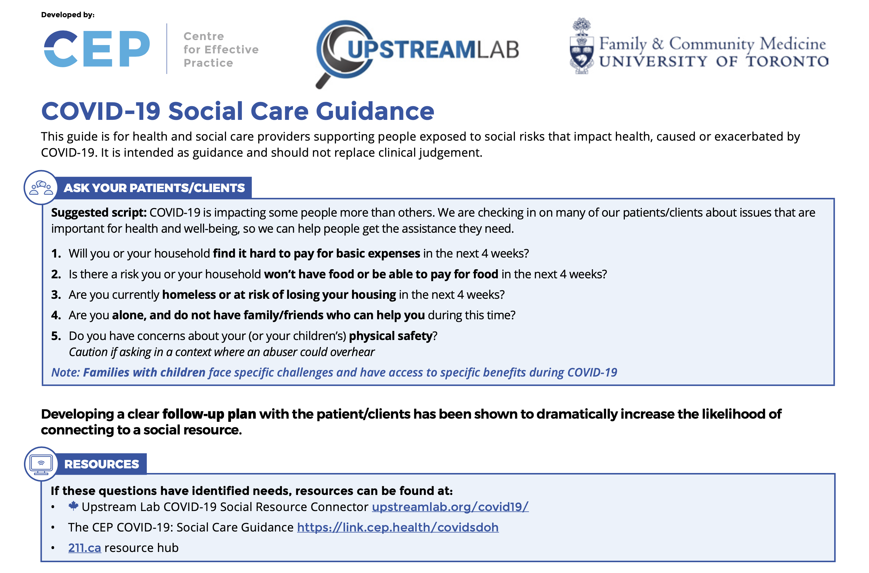 COVID-19 Social Care Guidance Tool