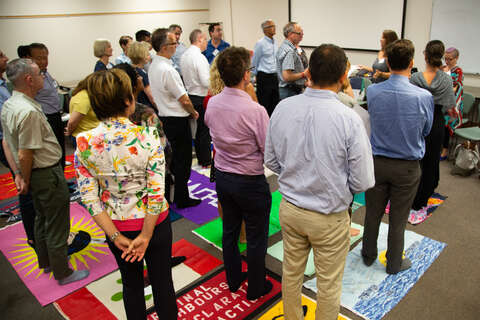 Participants at a recent blanket exercise.