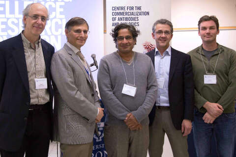 Members of the Centre for the Commercialization of Antibodies and Biologics, including Director Dev Sidhu (centre)